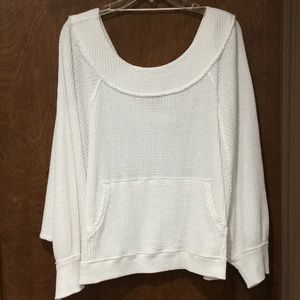 Free People cream waffle top